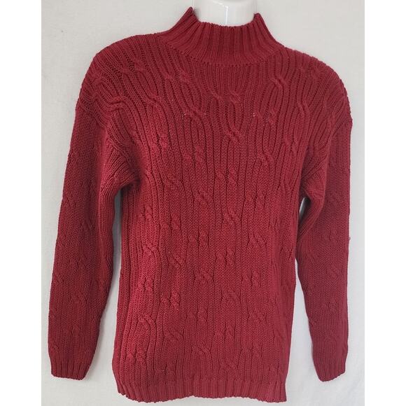 Woods Gray Rose Red Ramie Cotton Sweater Womens Medium Soft Knit Pullover - Picture 1 of 9